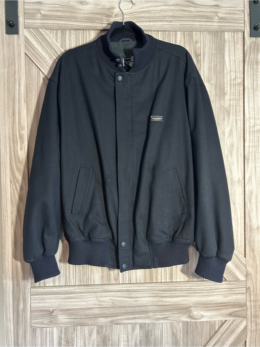 Vintage Paul & Shark Yachting Wool Bomber Jacket Navy Blue Men's XL